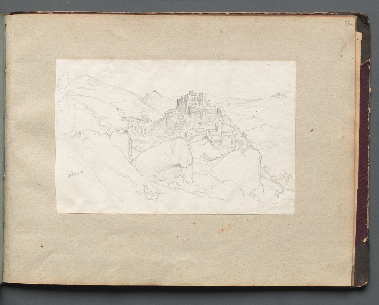 Album med utsikt over Roma og omgivelsene, landskapsstudier, side 53a: Vivaro . av Franz Johann Heinrich Nadorp