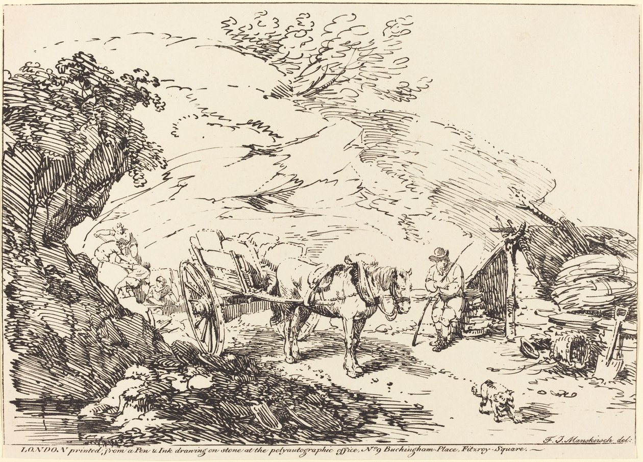 Hest og vogn i Quarry av Franz Joseph Manskirch