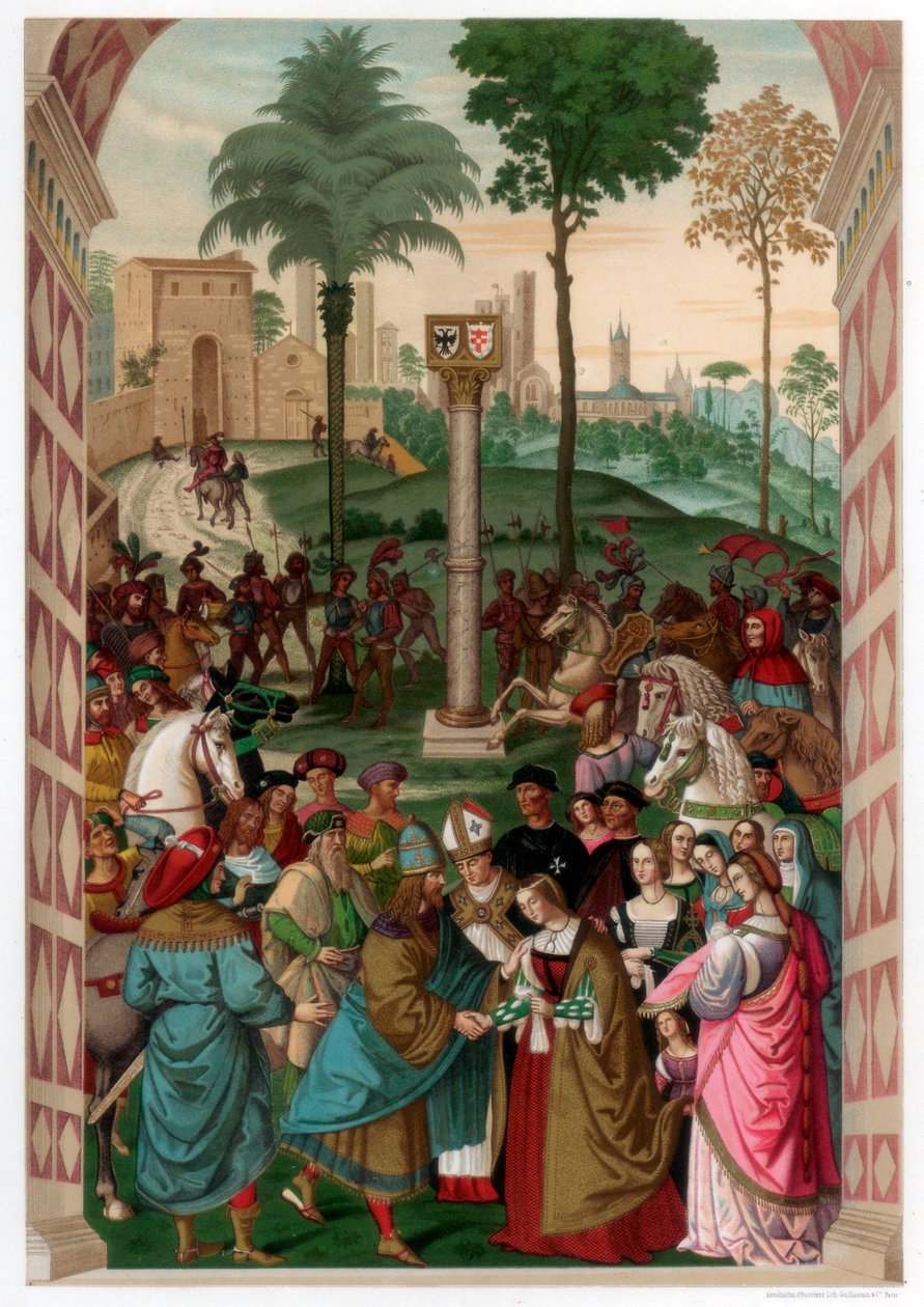 Aeneas Piccolomini introduserer Eleonora fra Portugal til Frederick III, 1502-1508, 1870 av Franz Kellerhoven