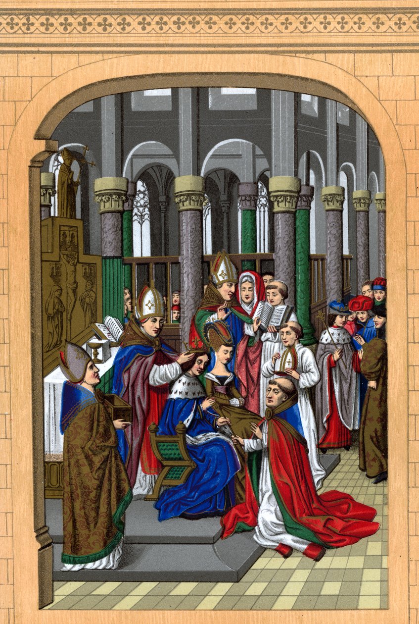Kroningen av Charles V, konge av Frankrike, 1300-tallet, 1870. av Franz Kellerhoven