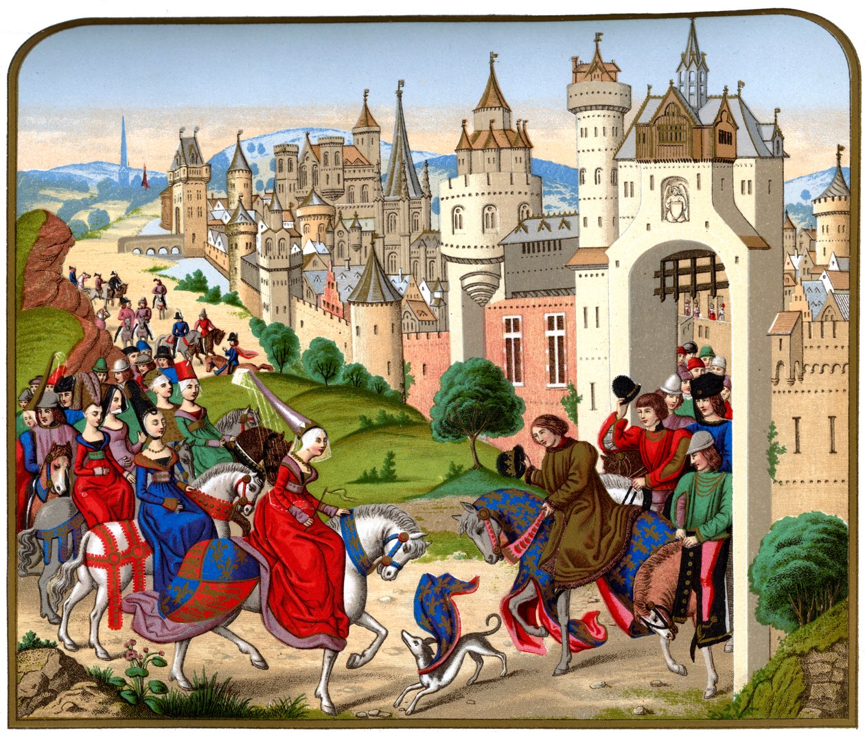 Inngangen til dronning Isabeau av Bayern til Paris, c1500, 1870. av Franz Kellerhoven