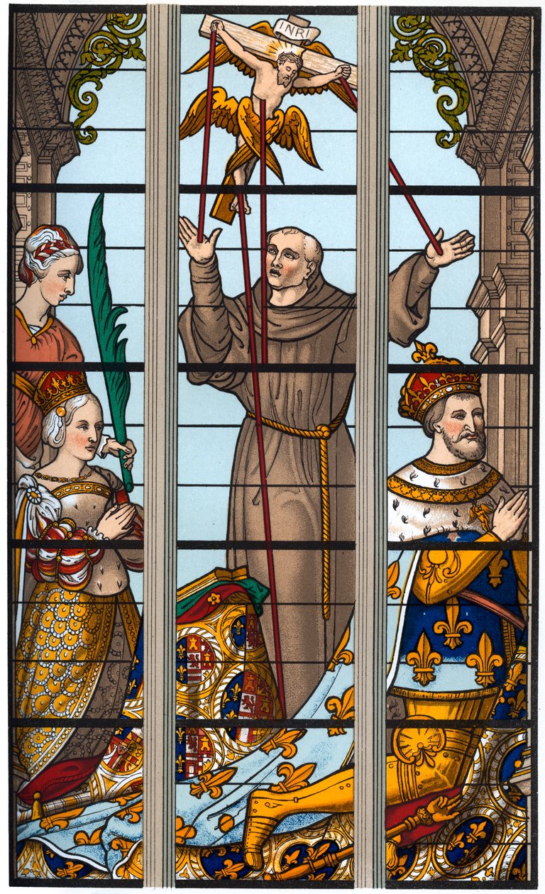 Francis I og Eleonore ved deres andakter, 1515-1547, 1870 av Franz Kellerhoven