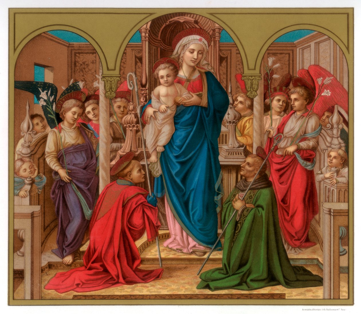 Madonna og barn med den hellige Fredianus og den hellige Augustin, 1437-1438 1870 av Franz Kellerhoven
