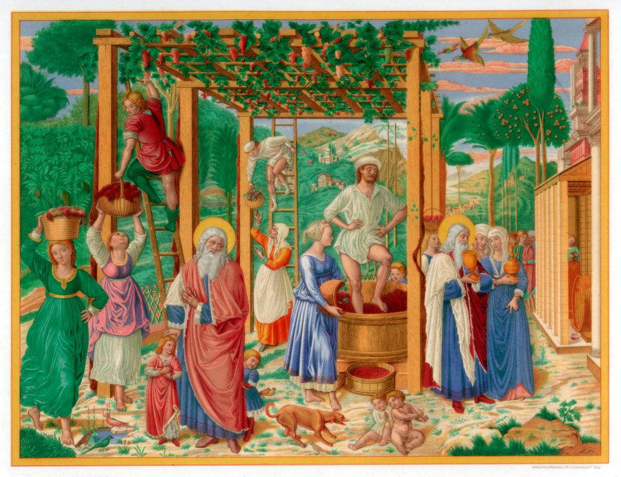 The Vintage and Drunkenness of Noah, 1469-1484 1870. av Franz Kellerhoven
