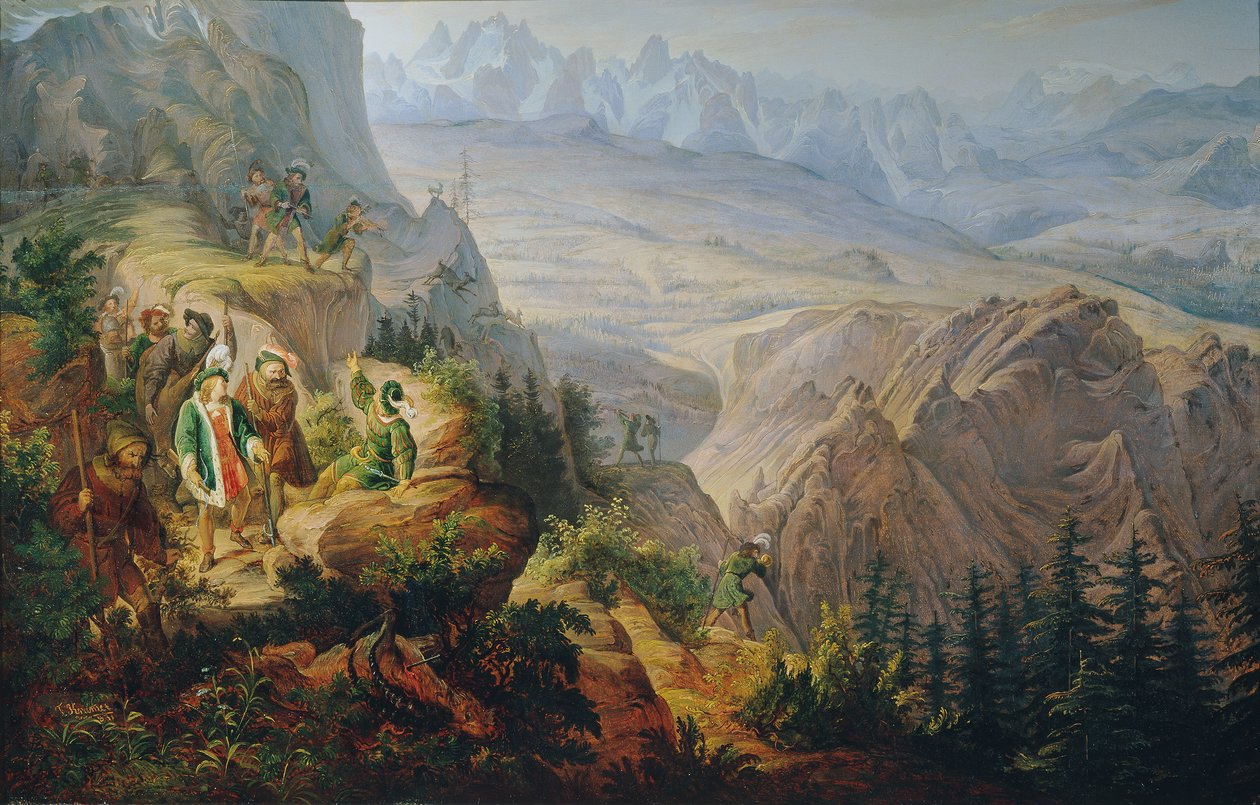 Keiser Maximilian I (?) jakter på en steinbukk av Franz Krammer