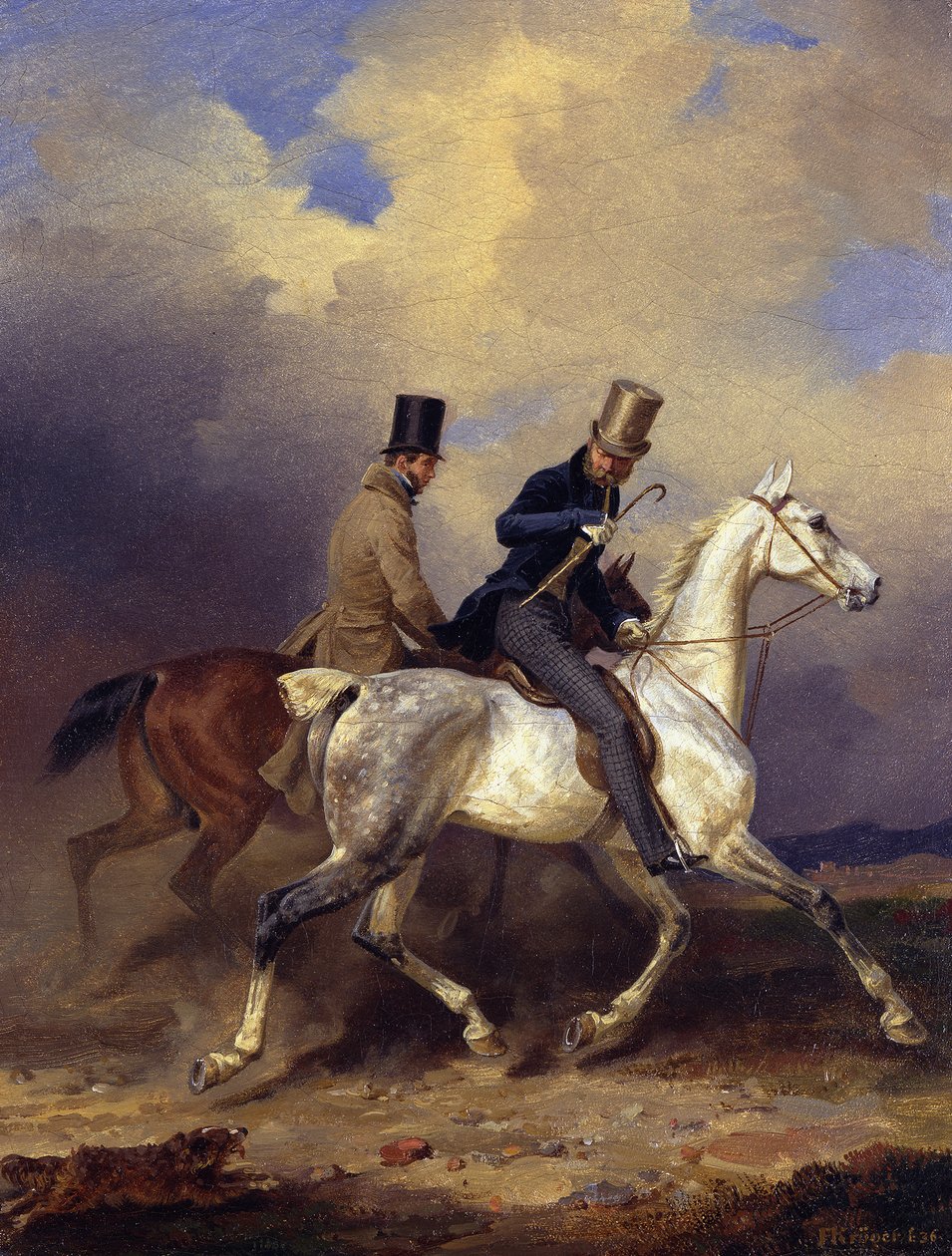 Prins Wilhelms ridetur i selskap med kunstneren av Franz Krüger