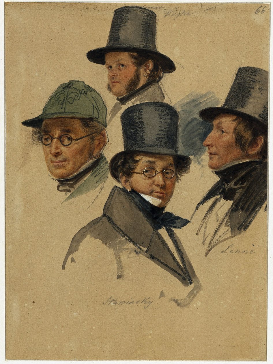 Franz Kugler, Karl Stawinsky, Peter Joseph Lenné, E. B. J. Raupach () av Franz Krüger