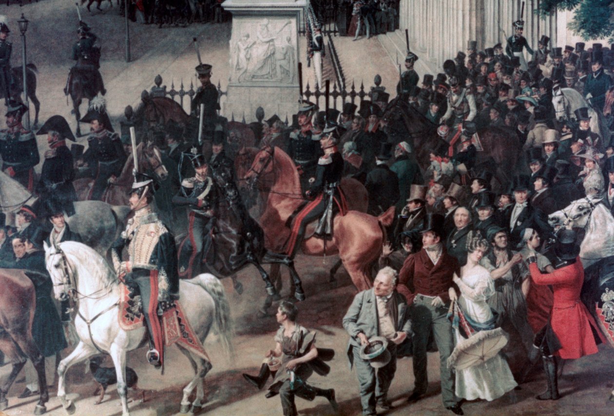 Parade på Operaplassen, Berlin, detalj, c1817-1857 av Franz Krüger