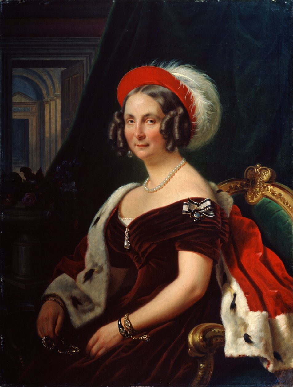 Portrett av dronning Frederica av Hannover, 1778-1841, 1800-tallet. av Franz Krüger