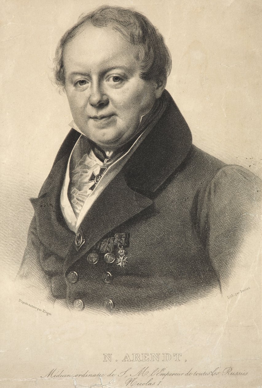 Portrett av den keiserlige personlige legen Nicholas Martin Arendt 1785-1859, 1836 av Franz Krüger
