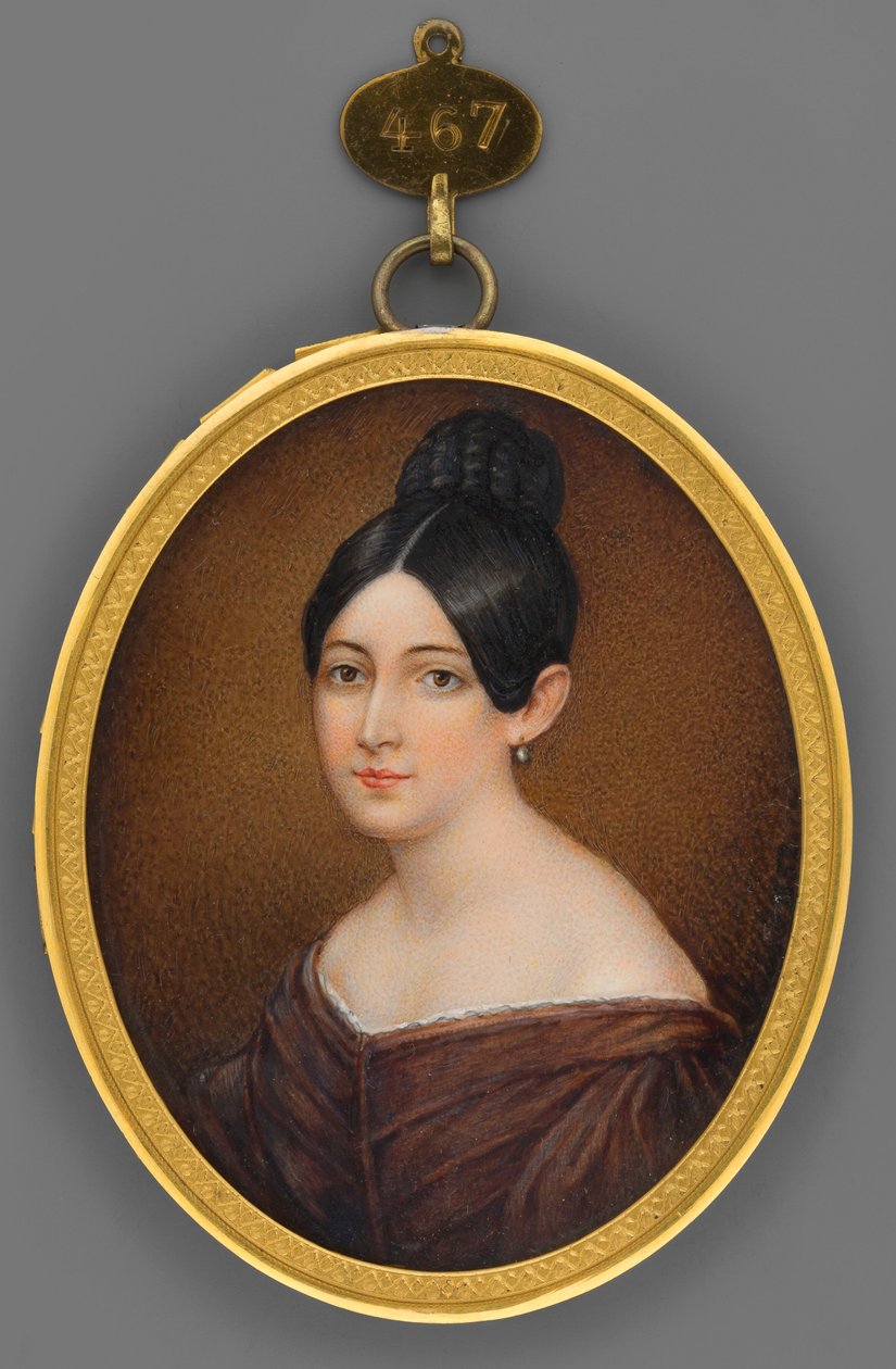 Portrett av en ung kvinne i brun kjole av Franz Krüger
