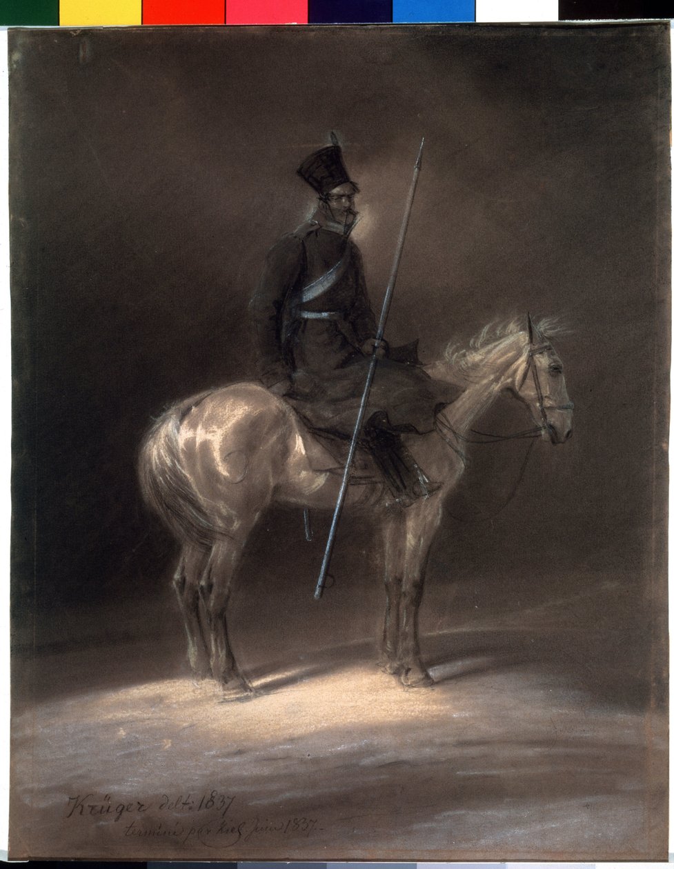 Kosakk til hest. Kosakk til hest. Tegning av Franz Kruger (1797-1857) av Franz Krüger