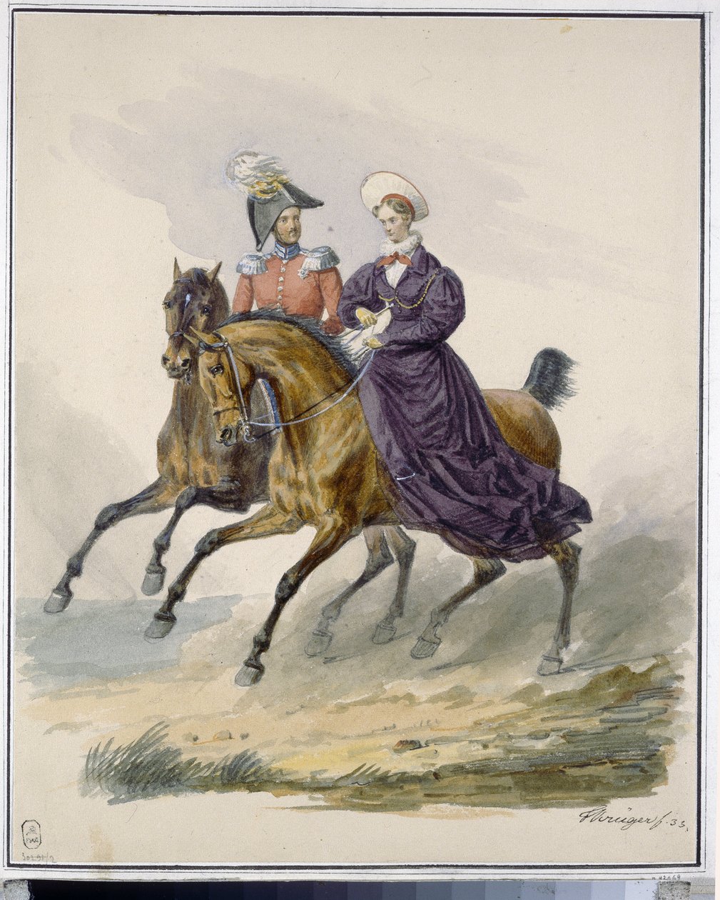 Keiser Nicholas I (1796-1855) og keiserinne Alexandra Fedorovna (nee Charlotte av Preussen av Franz Krüger