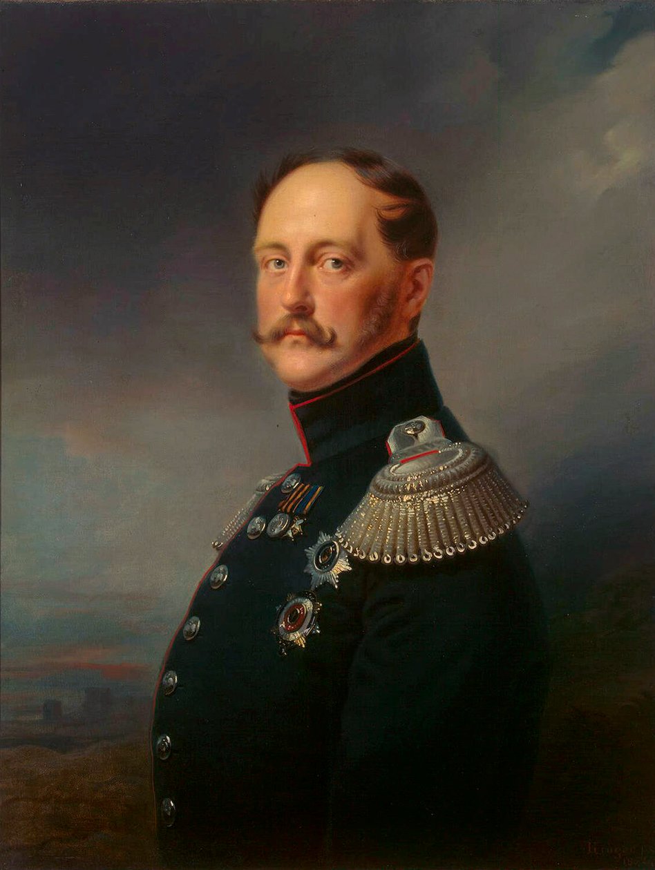 'Portrett av keiser Nicholas I', 1796-1855, 1852. av Franz Kruguer
