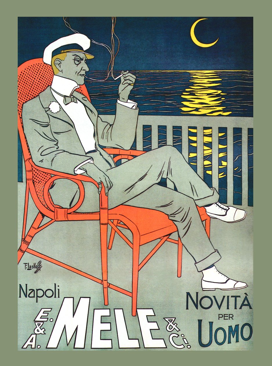 Lounging in Mele Fashion & Under a Crescent Moon, begynnelsen av 1900-tallet (plakat) av Franz Laskoff