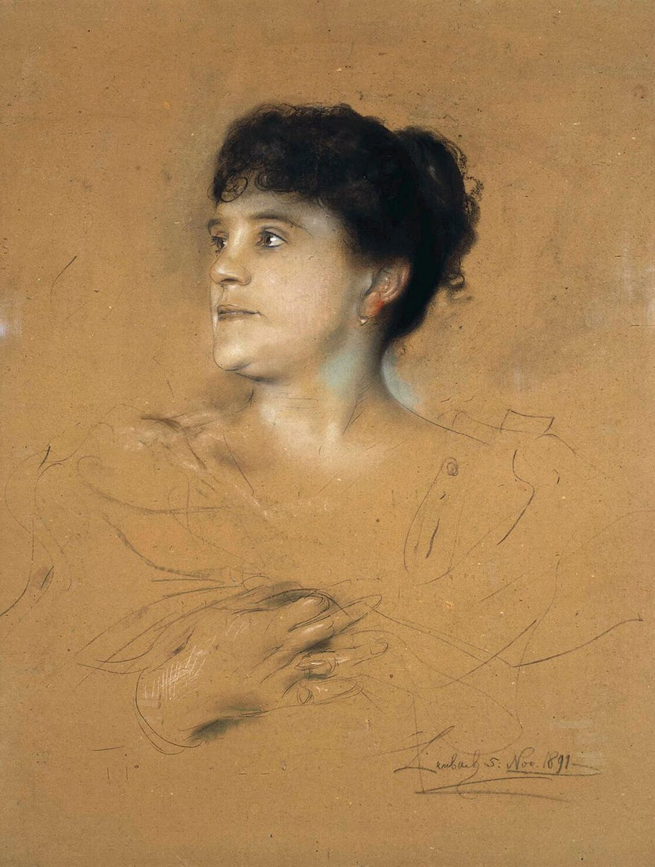 Portrett av sangeren Marcella Sembrich, 1858-1935, 1891. av Franz von Lenbach