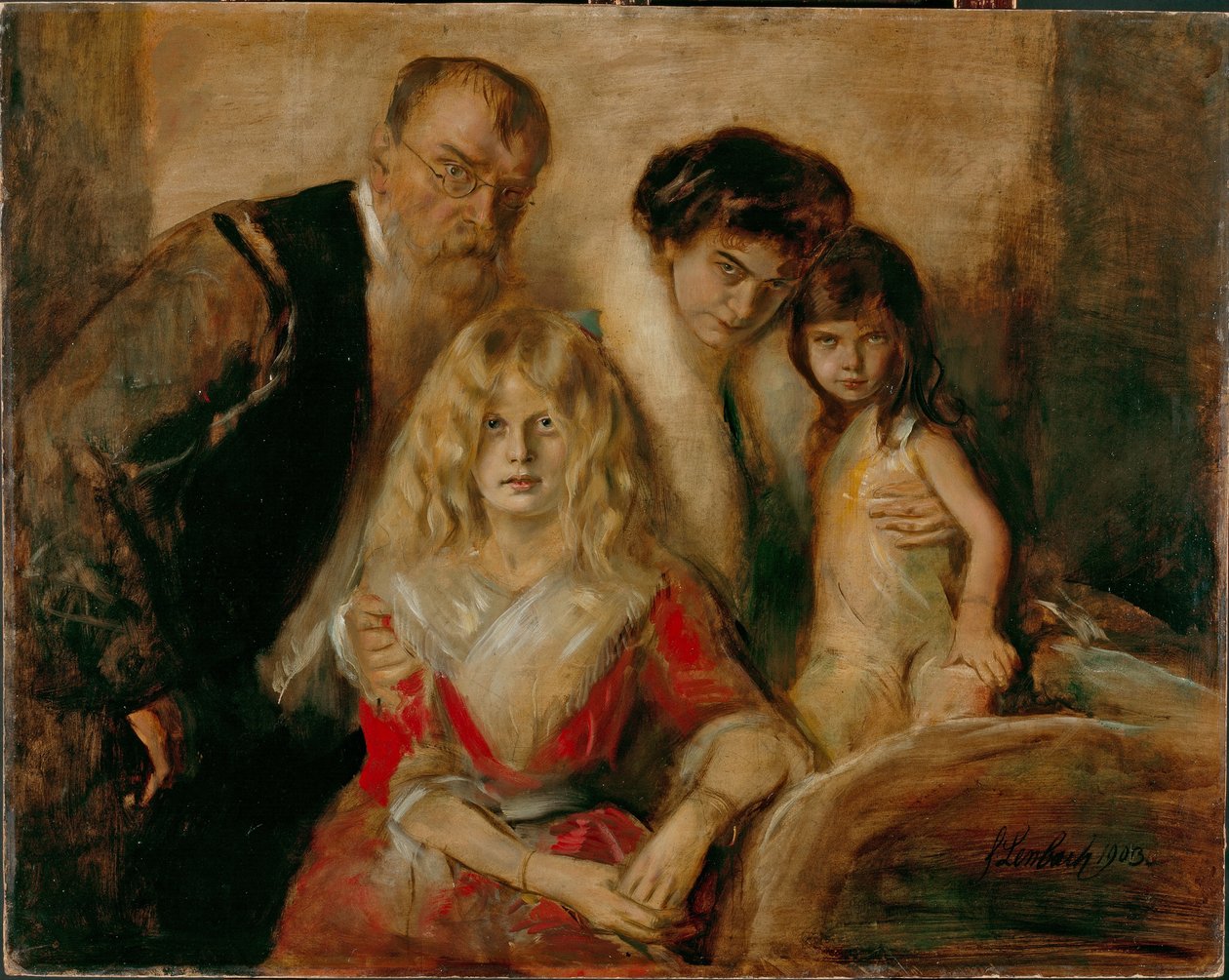 Kunstneren med sin kone og barn av Franz von Lenbach