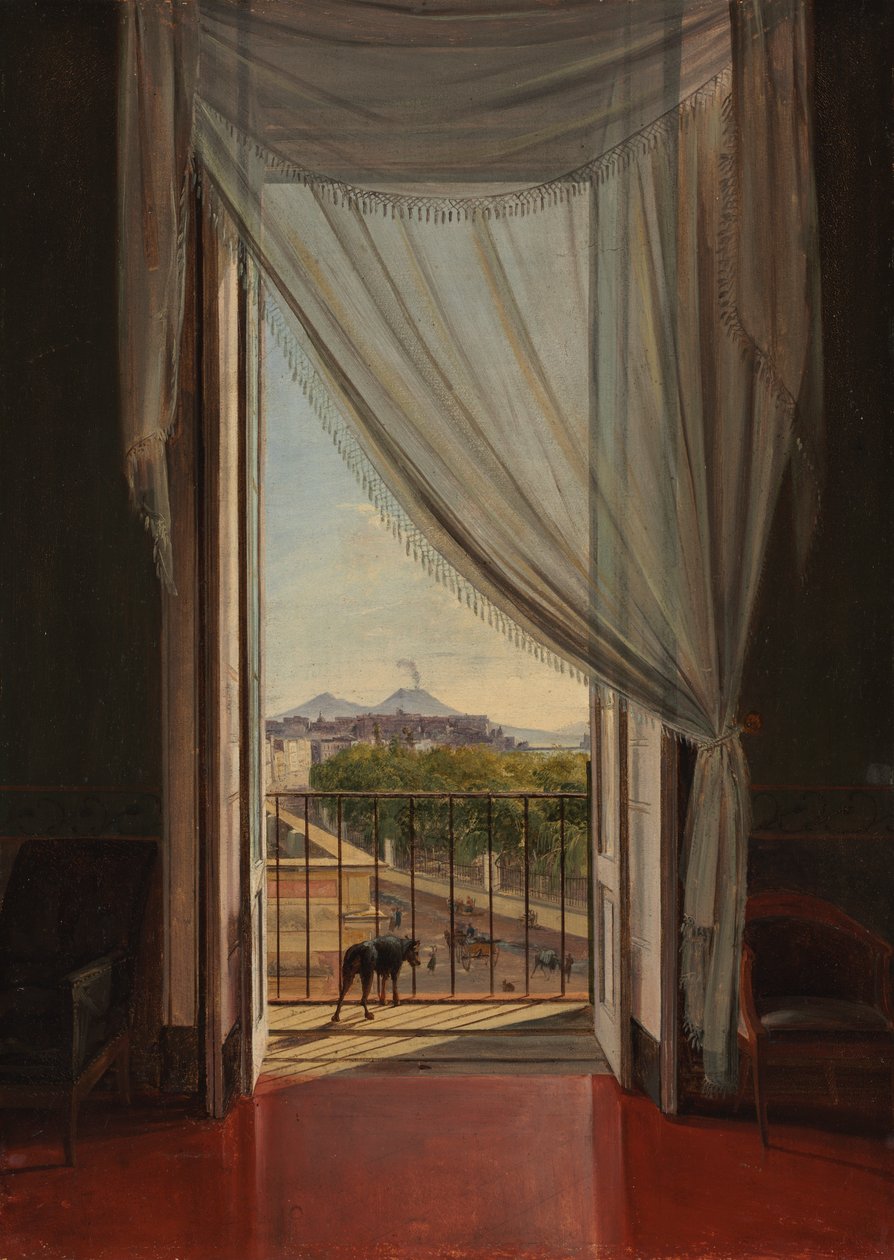 Utsikt over Napoli gjennom et vindu av Franz Ludwig Catel