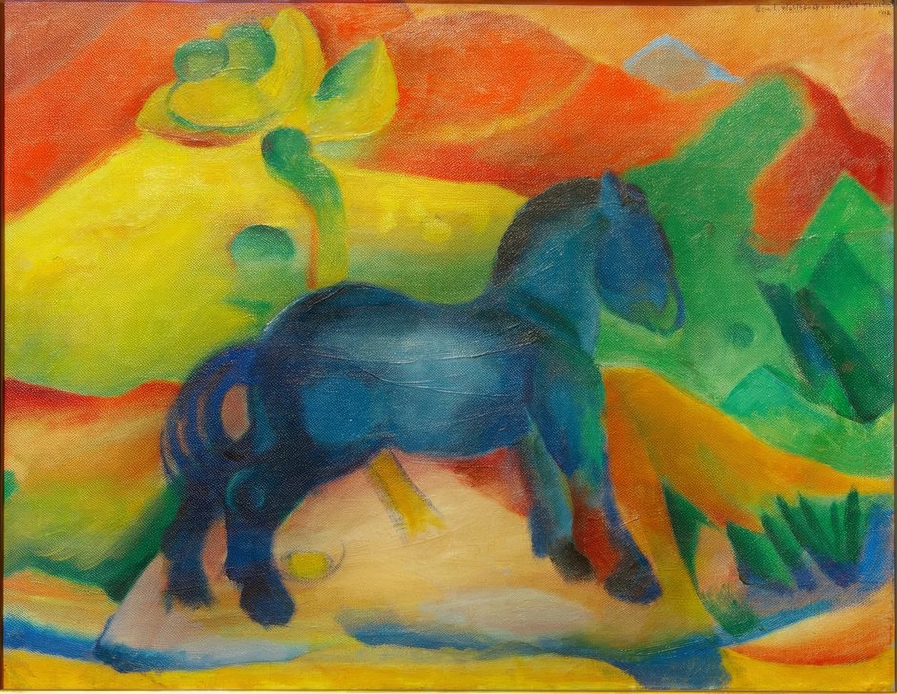 Blå hest, barnebilde av Franz Marc