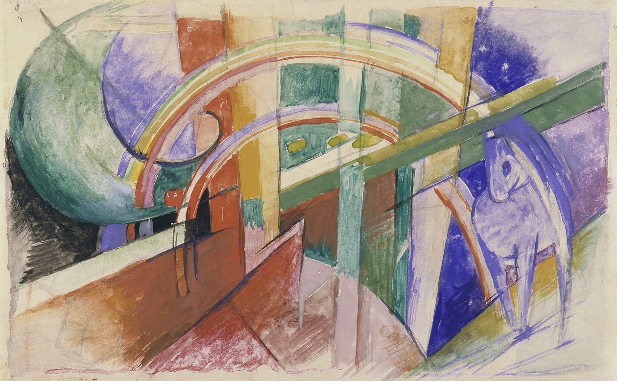 Blå hest med regnbue av Franz Marc