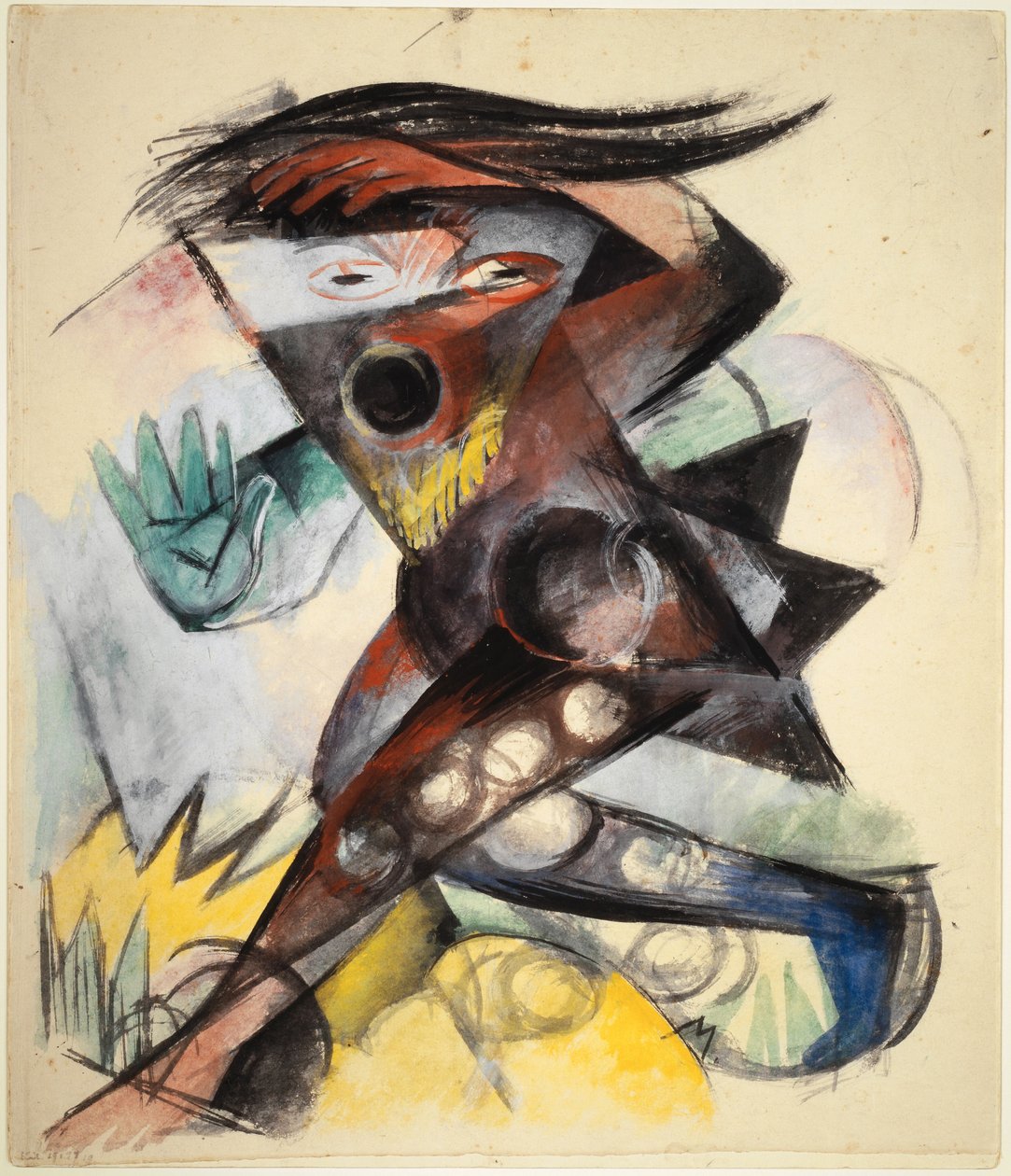 Caliban. Figur for The Tempest av William Shakespeare, 1914. av Franz Marc