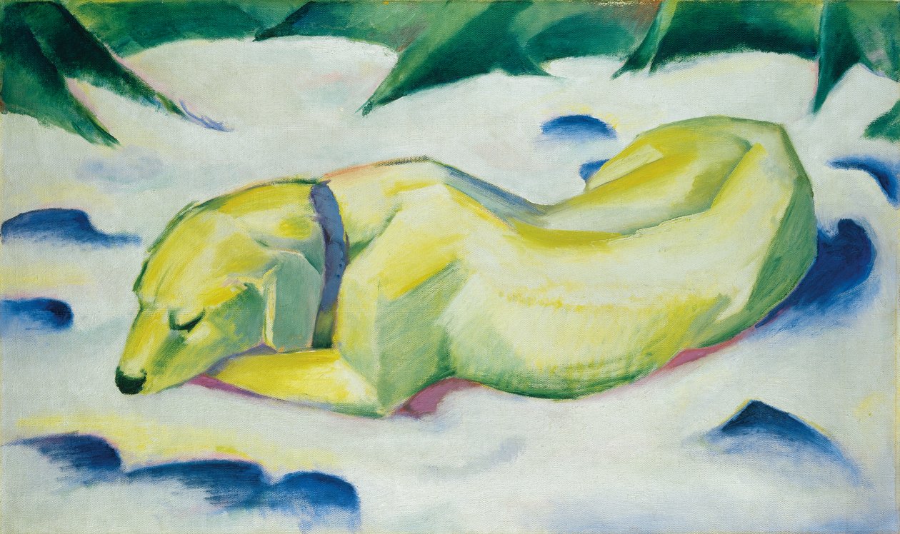 Dog Lying in the Snow, ca. 1911 (olje på lerret) av Franz Marc