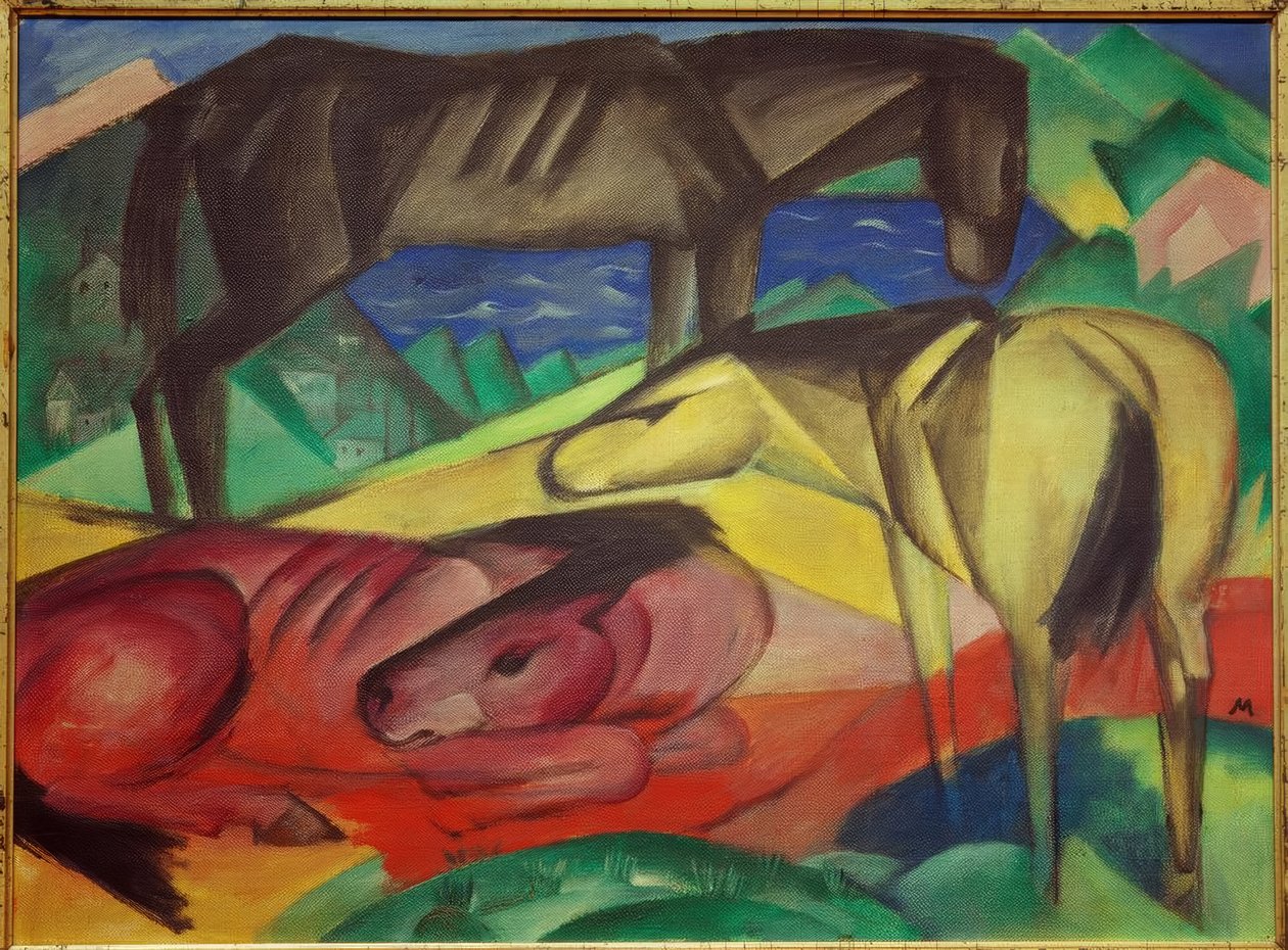 Tre hester II av Franz Marc