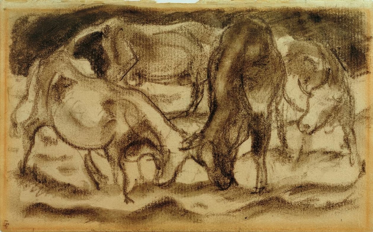 Kamp mot kyr av Franz Marc