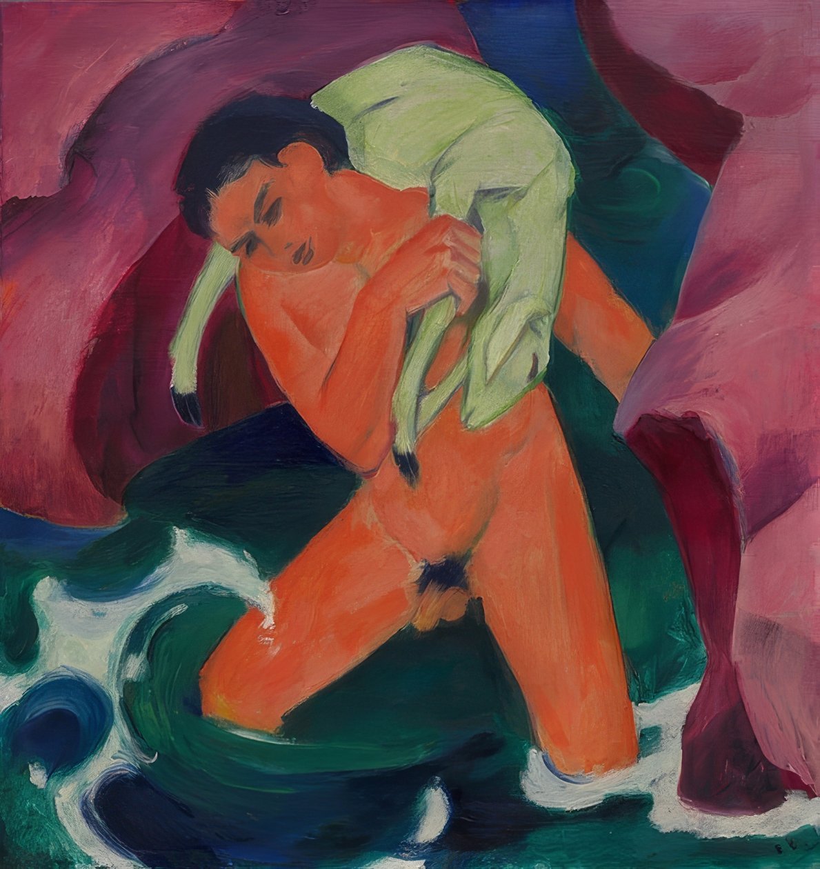 Gutt med lam. Den gode hyrde. 1911 av Franz Marc