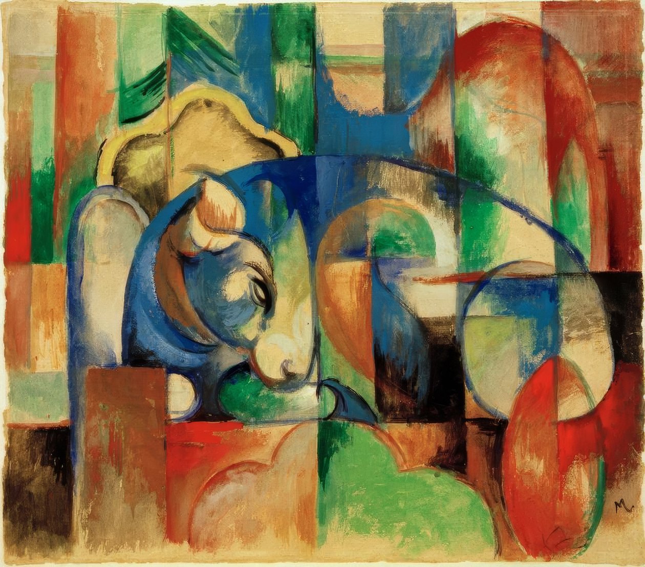 Løgnende okse av Franz Marc