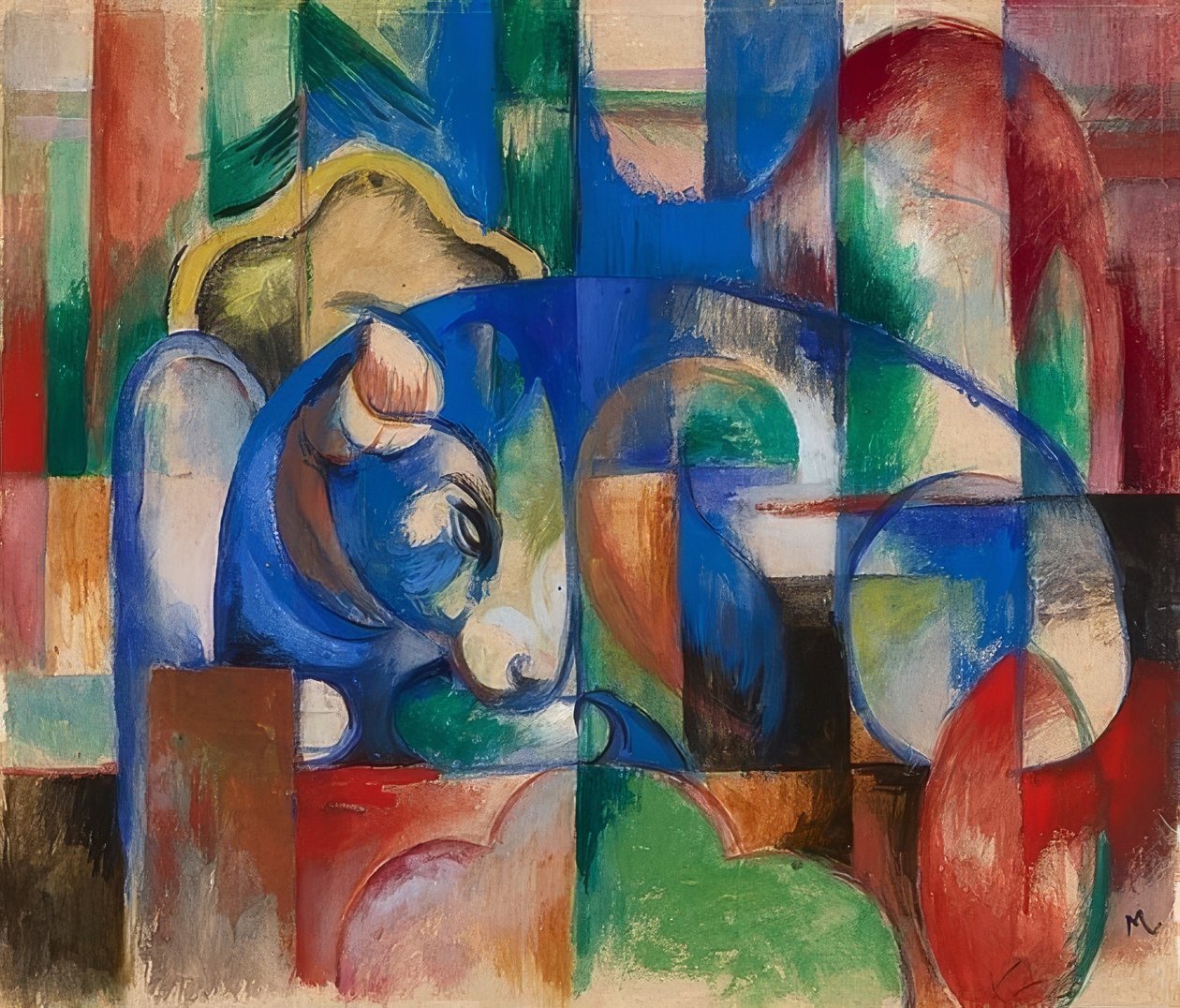 Løgnende okse. 1913 av Franz Marc