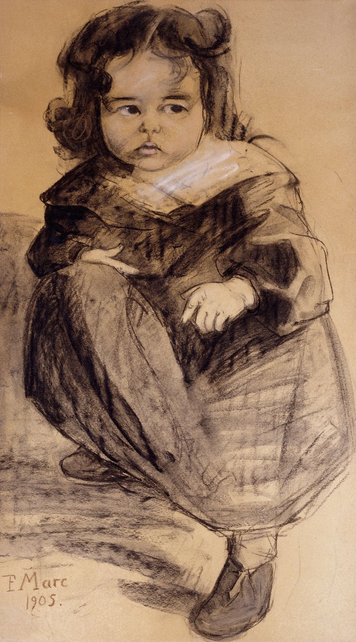 Liten jente med hvit krage, 1905 av Franz Marc
