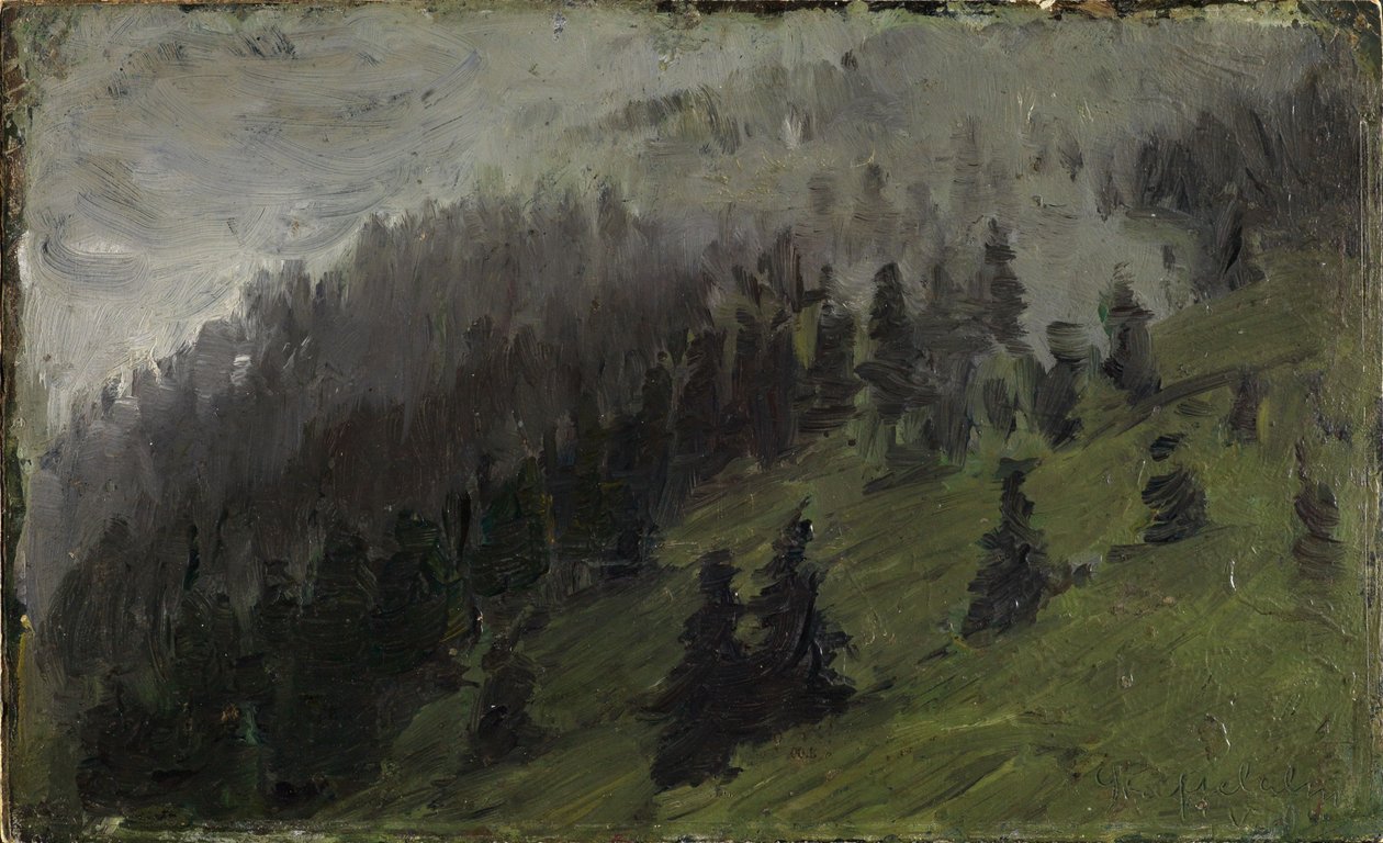 Tåke mellom grantrær av Franz Marc