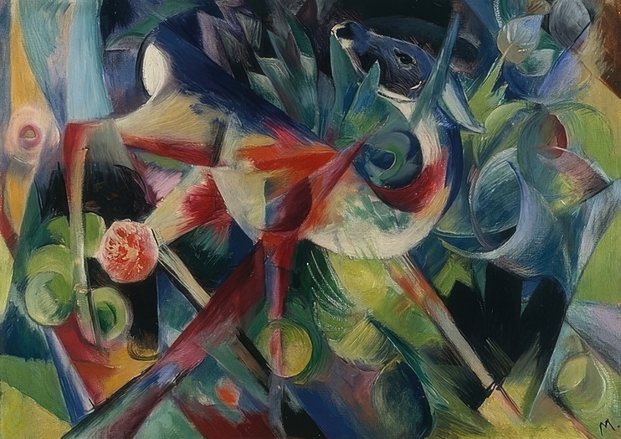 Hjort i blomsterhagen. 1913 av Franz Marc