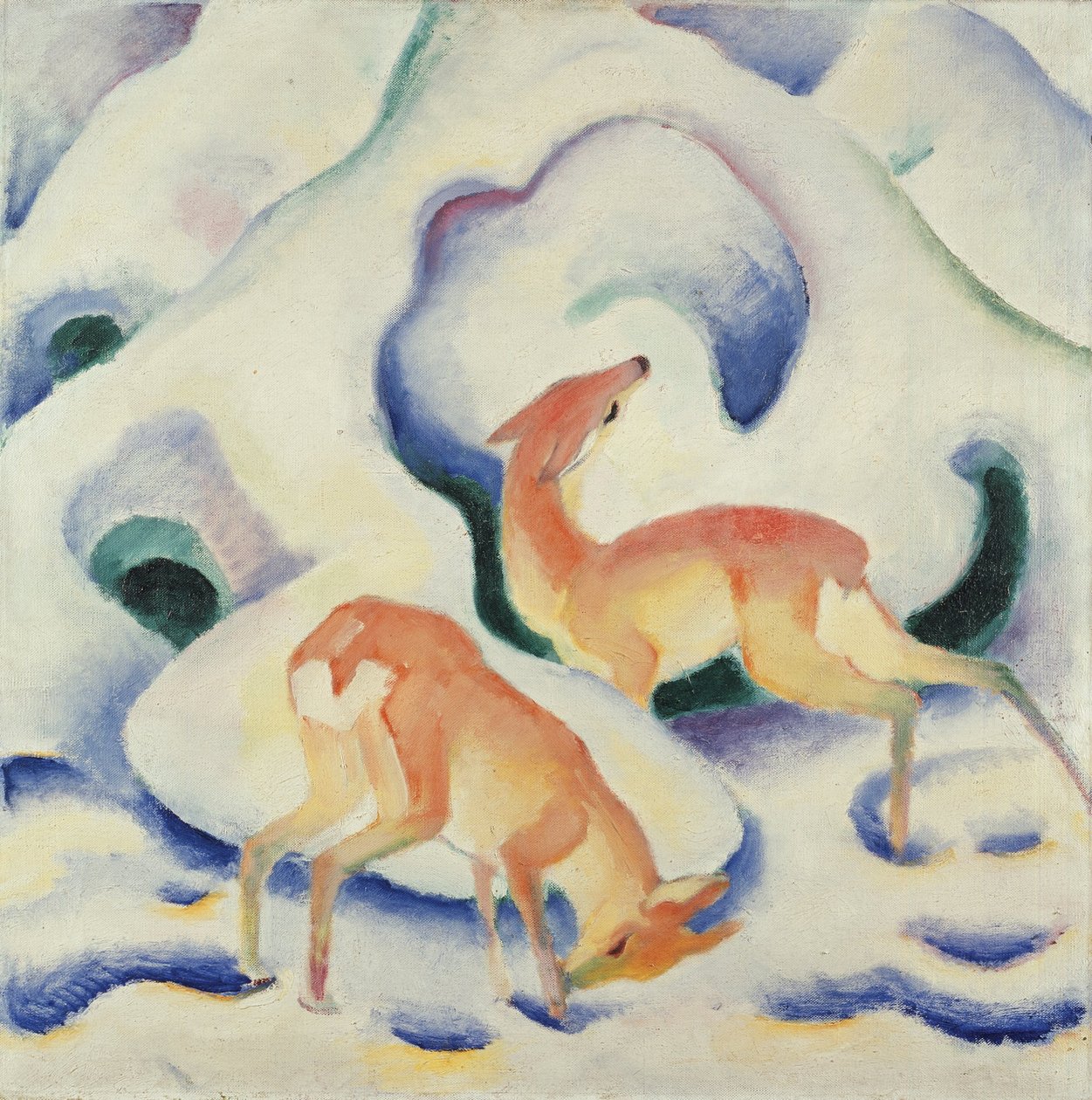 Hjort i snøen II av Franz Marc
