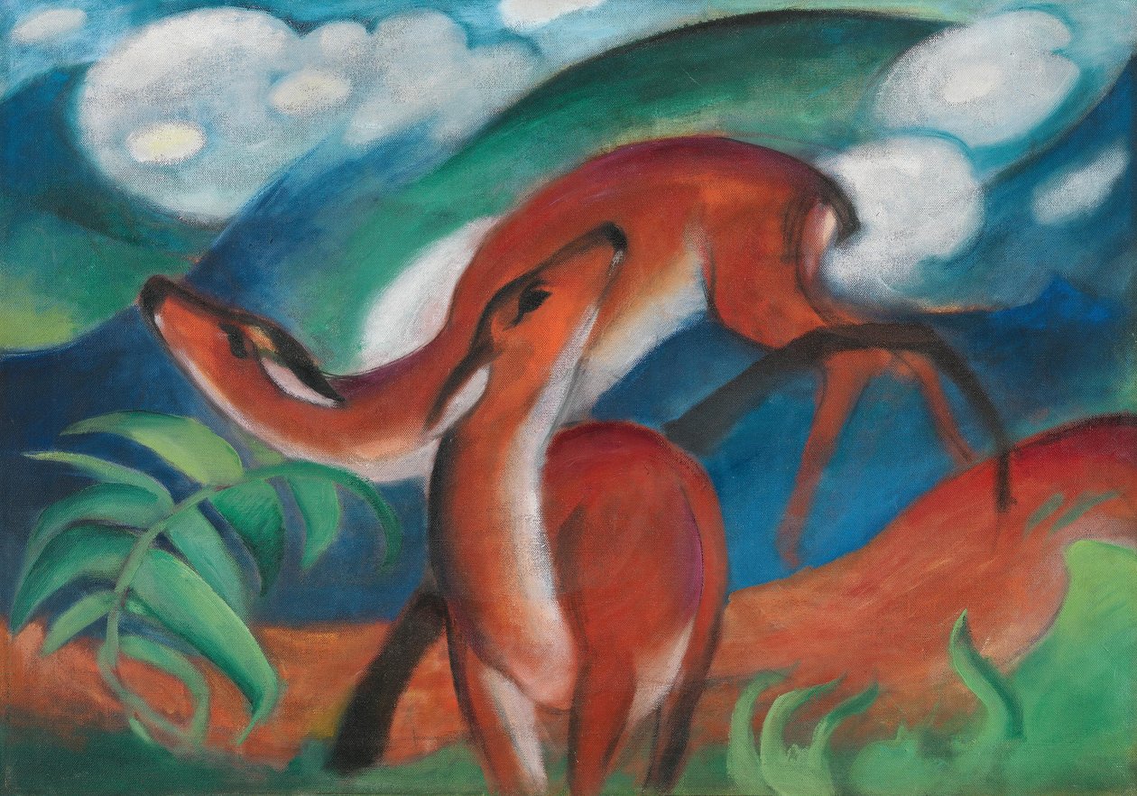 Røde hjorter II av Franz Marc