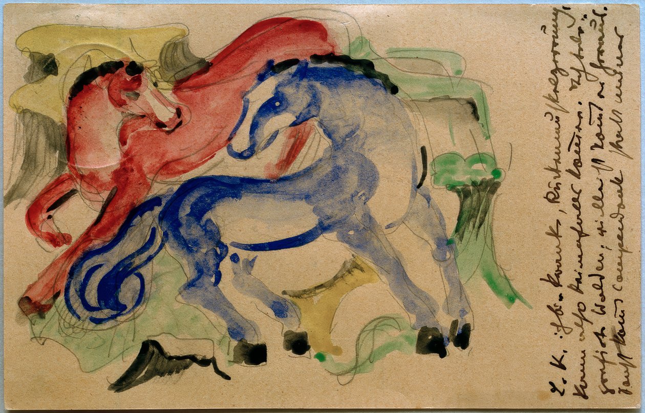 Rød og blå hest av Franz Marc