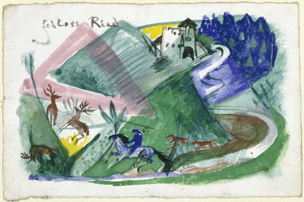 Ried slott (postkort til Else Lasker-Schüler) av Franz Marc