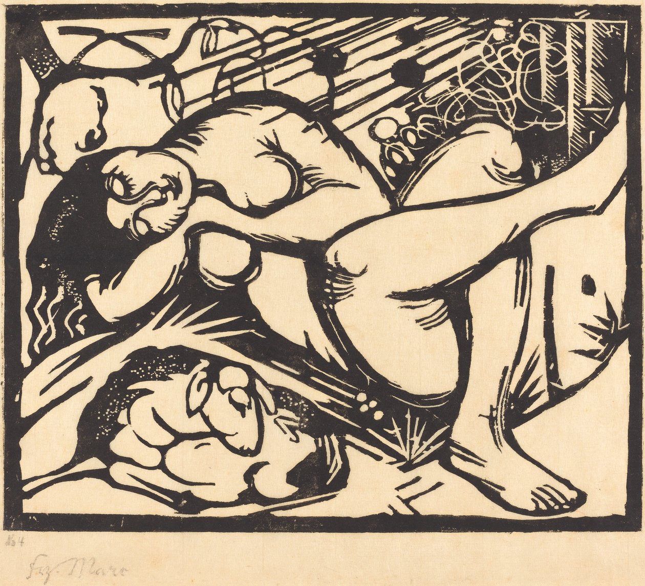 Sovende gjeterinne (Schlafende Hirtin) av Franz Marc
