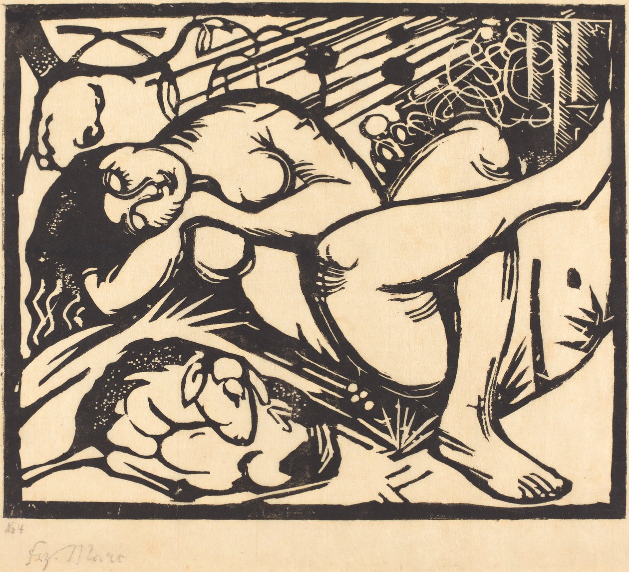 Sovende gjeterinne (Schlafende Hirtin), 1912 av Franz Marc