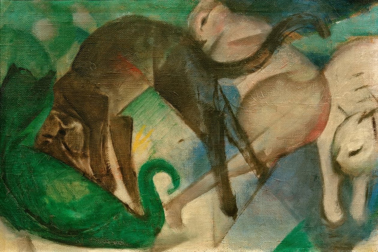 Leker katter (kattbilde) av Franz Marc
