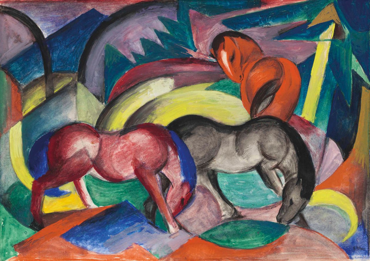 Tre hester, 1912. av Franz Marc