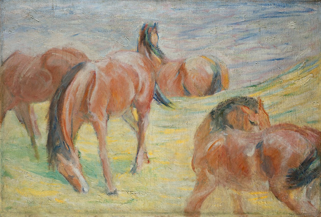 Gressende hester I av Franz Marc