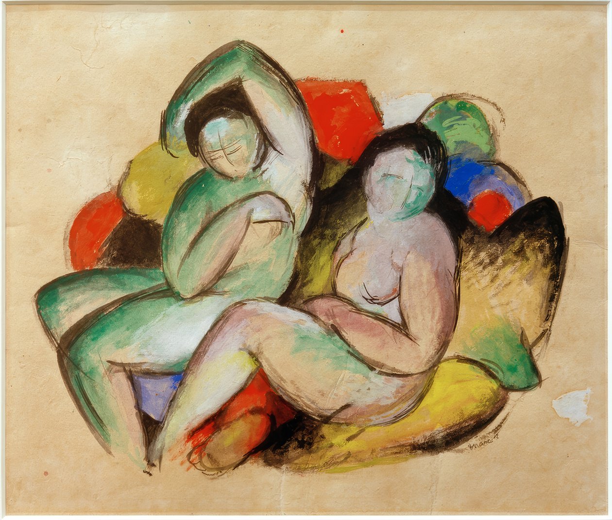 To kvinnelige nakenbilder av Franz Marc