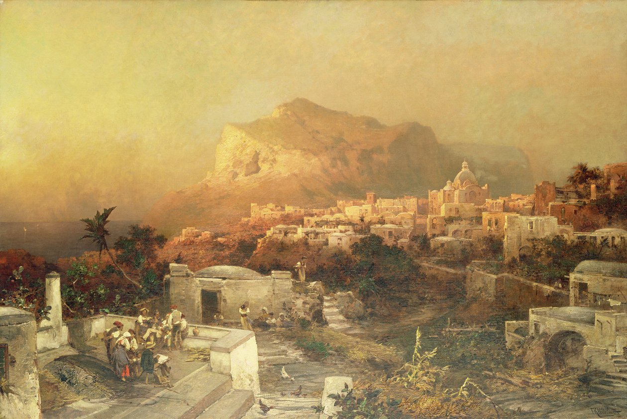 Capri, ca. 1870-79 (olje på lerret) av Franz Richard Unterberger