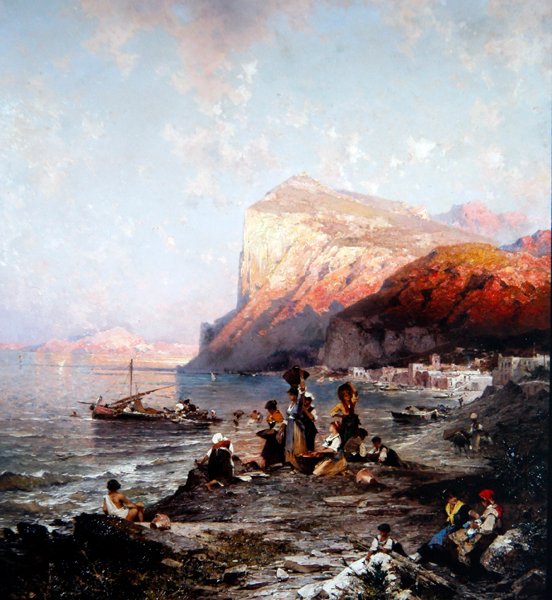Capri, ca. 1870 (olje på lerret) av Franz Richard Unterberger
