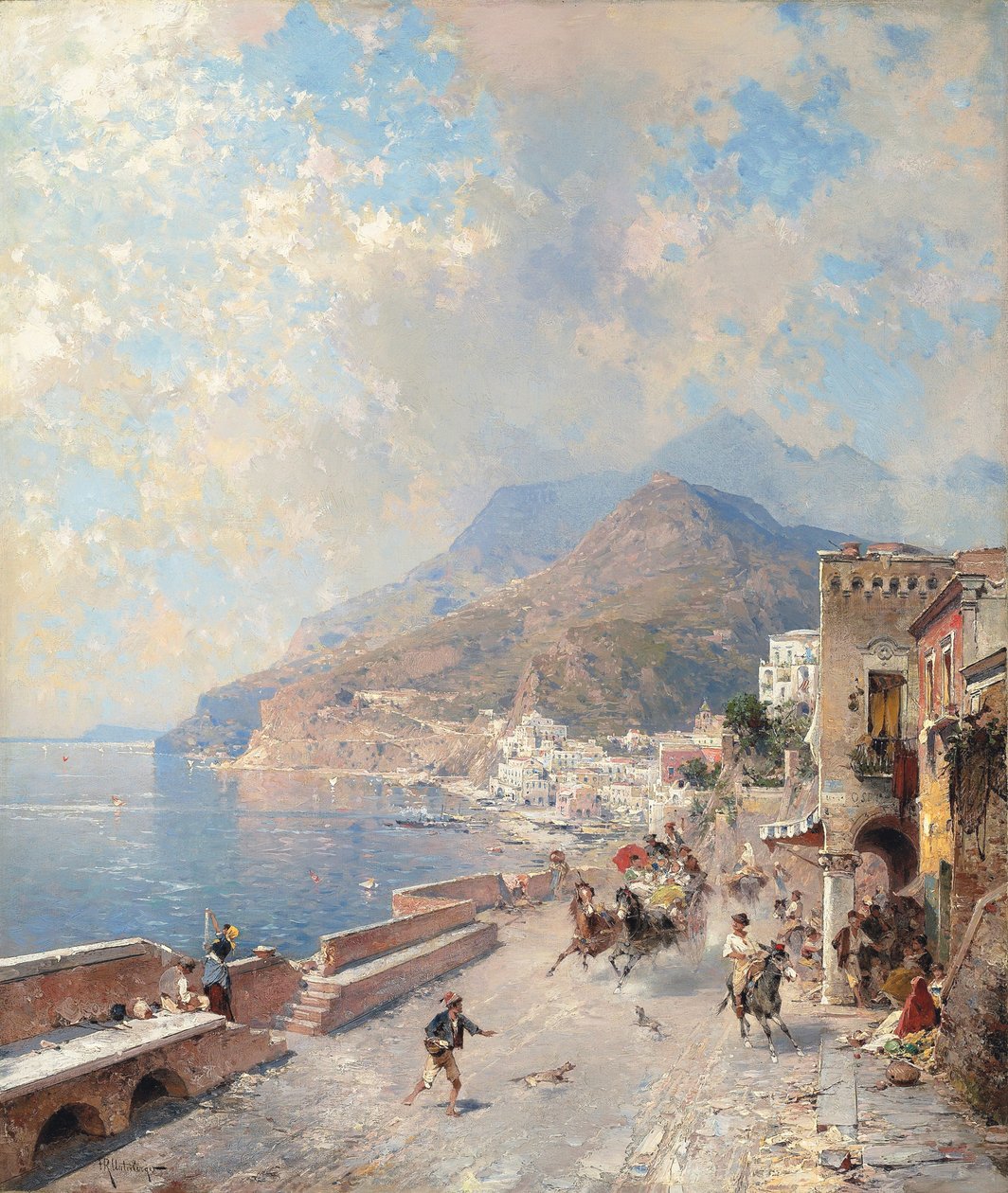 Salernobukten, Amalfi, av Franz Richard Unterberger