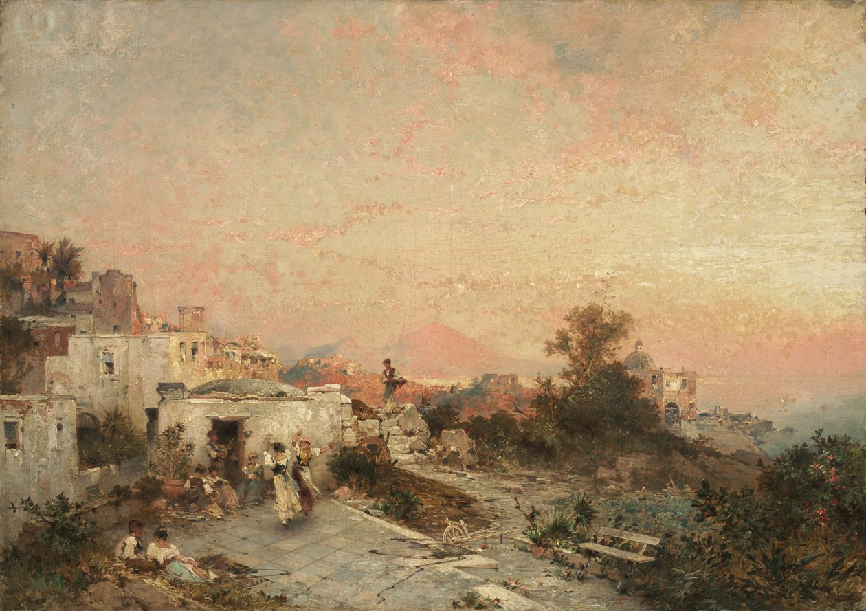 La Tarantella, Posilipo, Napoli, ca. 1895 av Franz Richard Unterberger