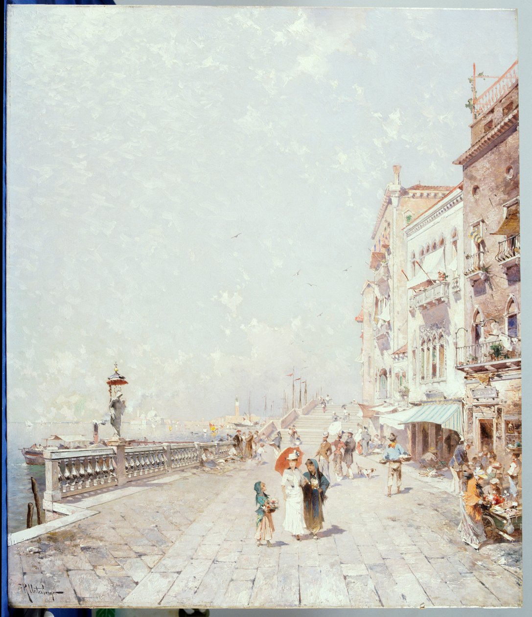 Moloen, Venezia, ser vestover med figurer som promenerer av Franz Richard Unterberger