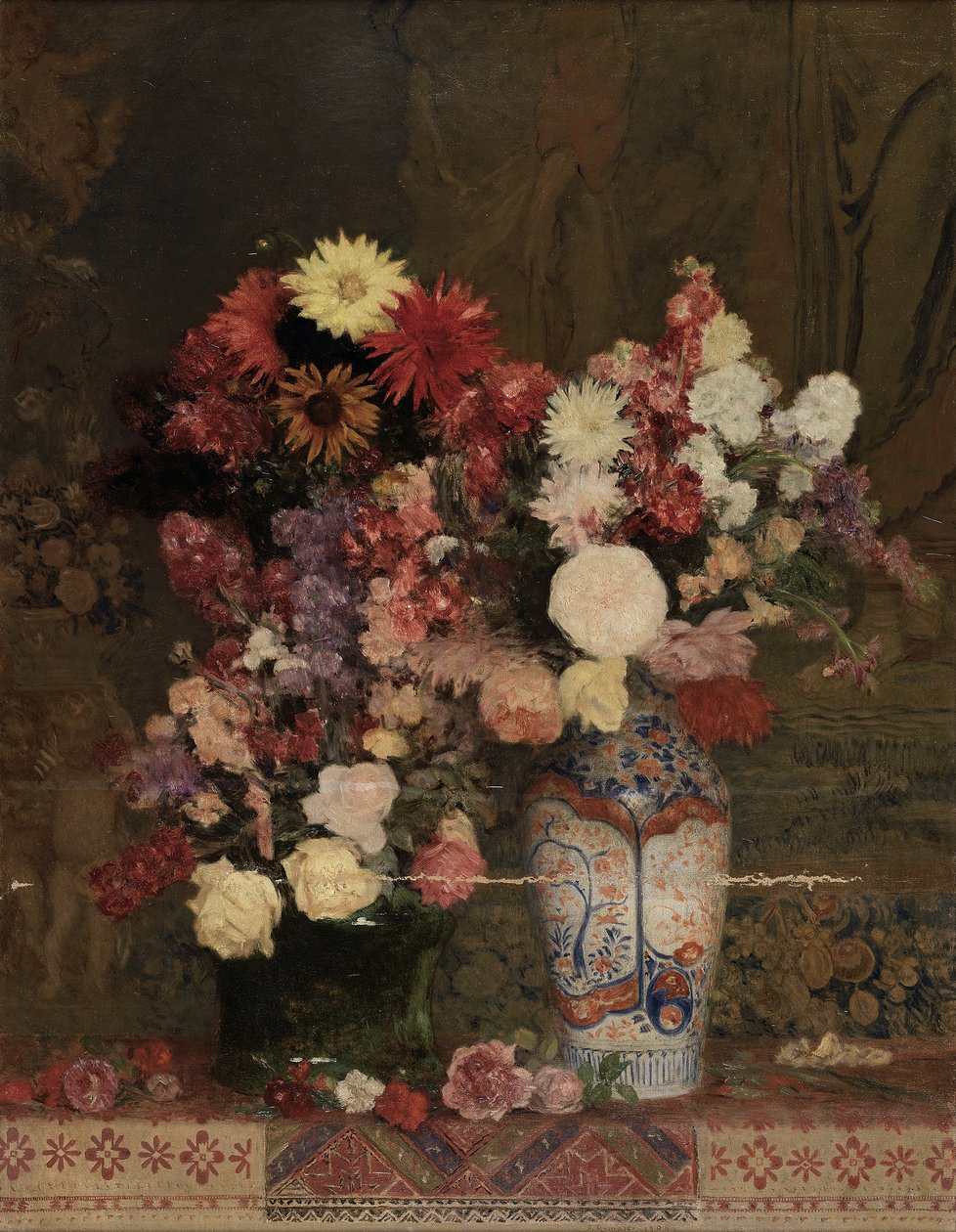 Høstblomster med vase av Franz Rumpler